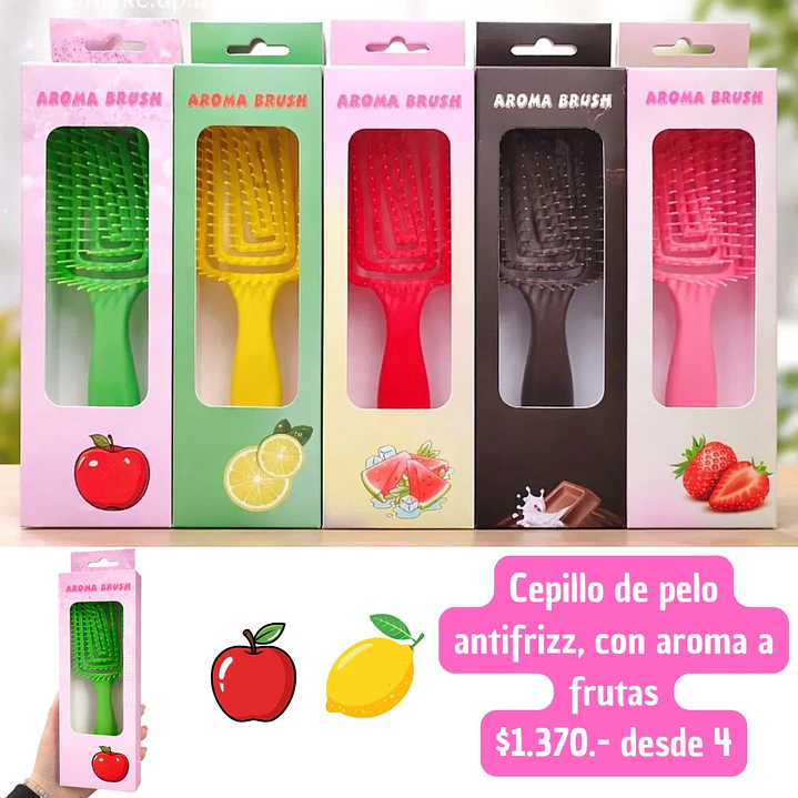 Cepillo de pelo antifrizz con aroma frutas (4unid) 1
