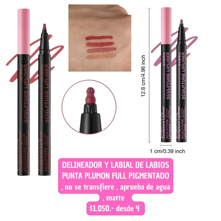 DELINEADOR Y LABIAL DE LABIOS PUNTA PLUMON (4UNID) 1