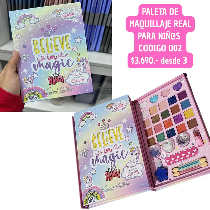 PALETA DE MAQUILLAJE PARA NIÑ@S 002  (3UNID) 1