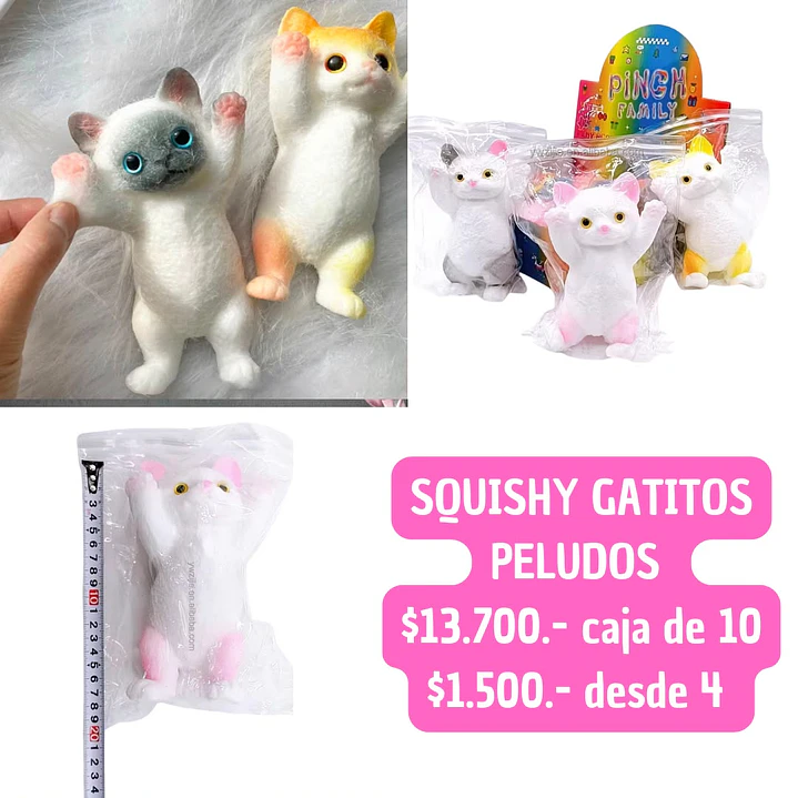 SQUISHY GATITO PELUDO (4 UNID) 1