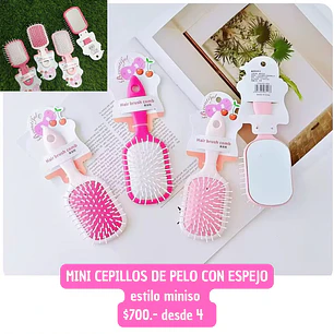 CEPILLO ESTILO MINISO CON ESPEJO (4 UNID)