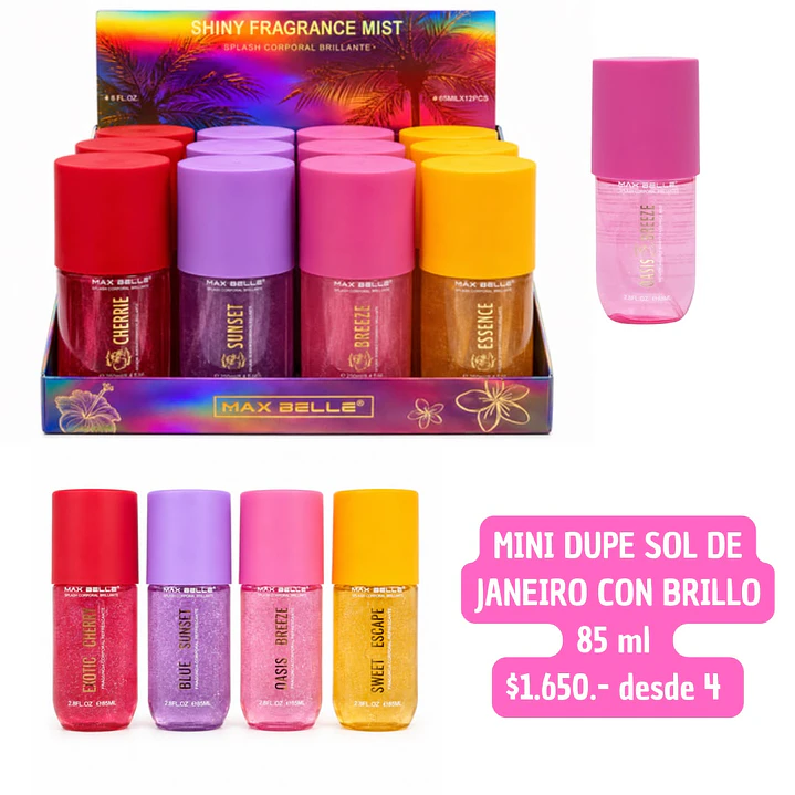 SPLASH MINI DUPE SOL DE JANEIRO CON BRILLO (4UNID) 1