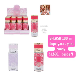 SPLASH 100 ML DUPE YARA -YARA CANDY (4UNID)