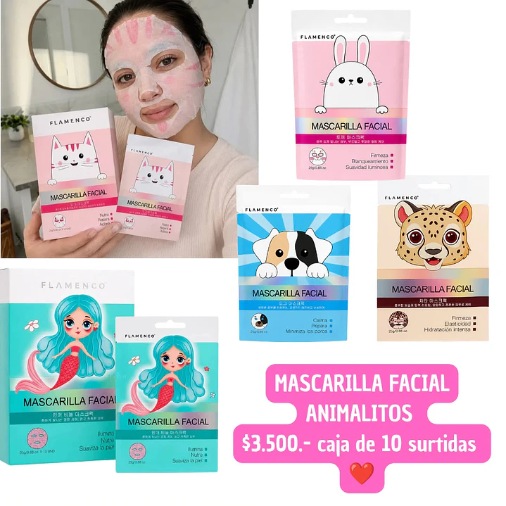 MASCARILLA FACIAL ANIMALITOS (CAJA DE 10 UNID) 1