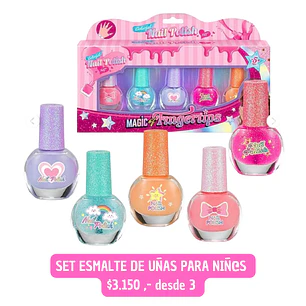 SET ESMALTE DE UÑAS PARA NIÑ@S (3UNID)