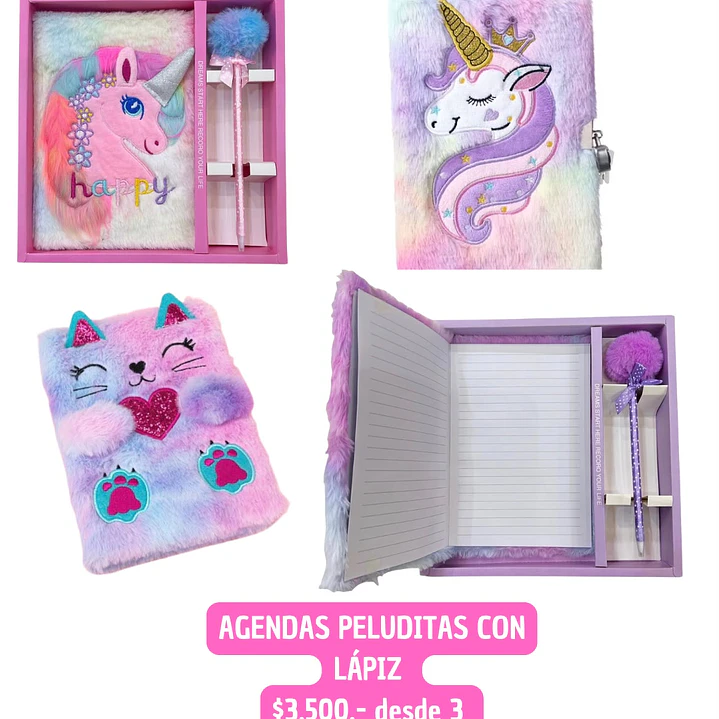 AGENDAS PELUDITAS + LAPIZ (3UNID) 1