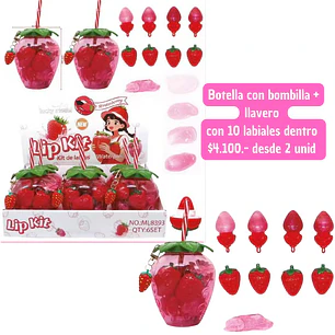 BOTELLA FRUTILLITAS 10 UNID + BOMBILLA (2 UNID)