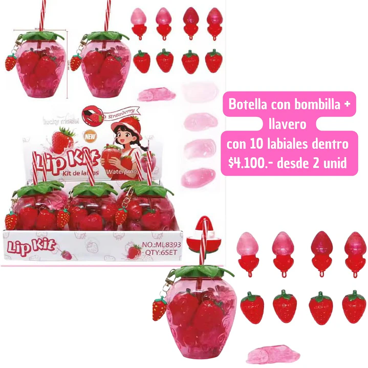 BOTELLA FRUTILLITAS 10 UNID + BOMBILLA (2 UNID) 1