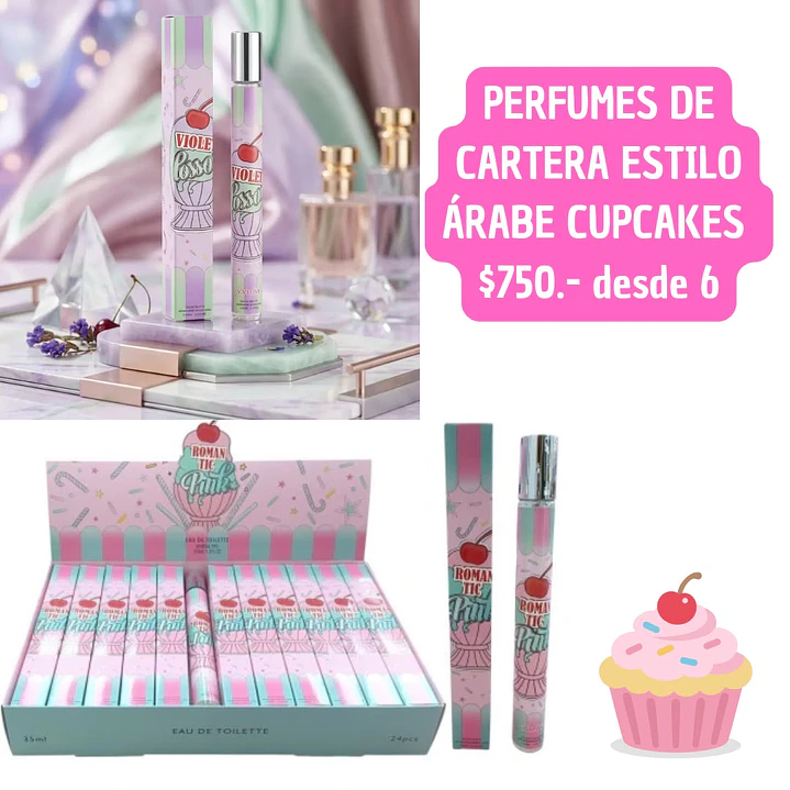 PERFUME DE CARTERA ESTILO ARABE CUPCAKES (6UNID) 1