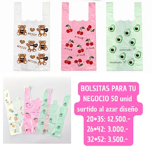 BOLSAS PARA TU NEGOCIO (50 UNID) AL AZAR SURTIDO 26*42