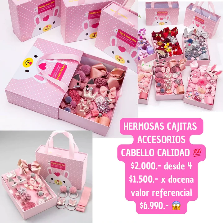 CAJITAS ACCESORIOS CABELLO CALIDAD (4 UNID)  1