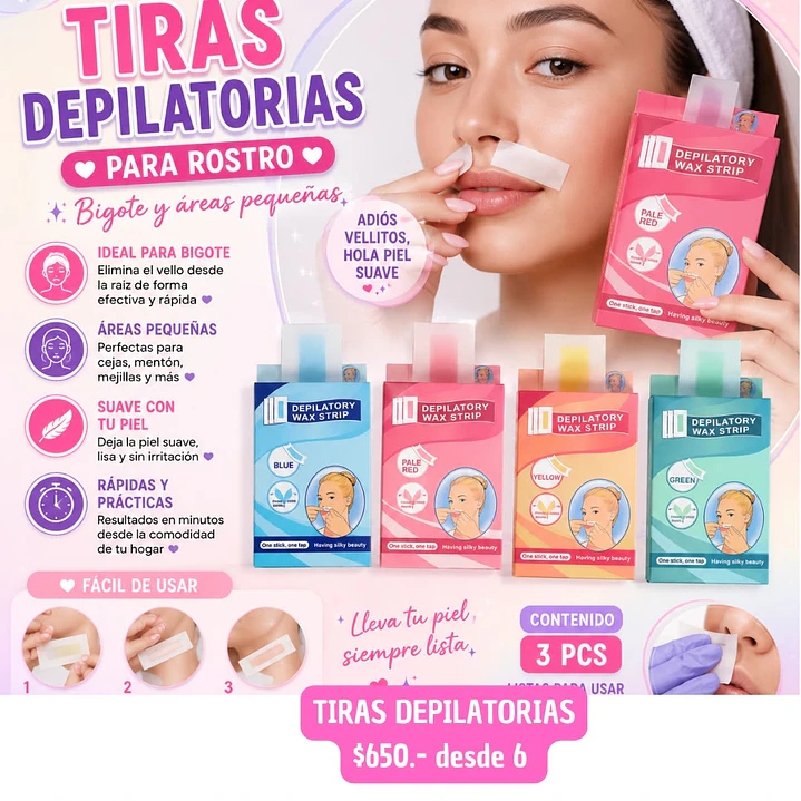 TIRAS DEPILATORIAS ROSTRO (6 UNID) 1