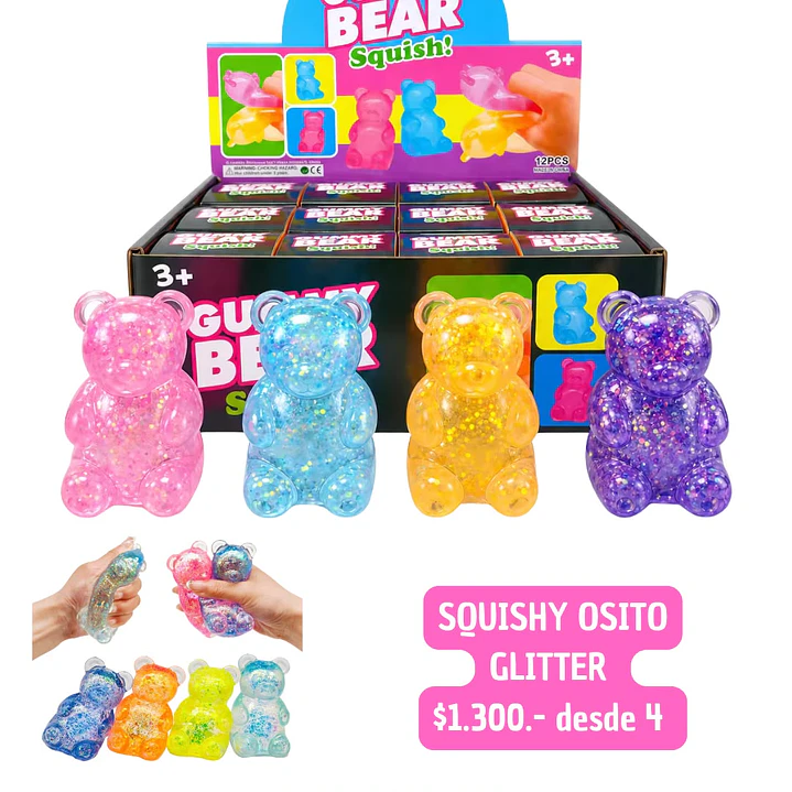 SQUISHY OSITO GLITTER (4 UNID) 1