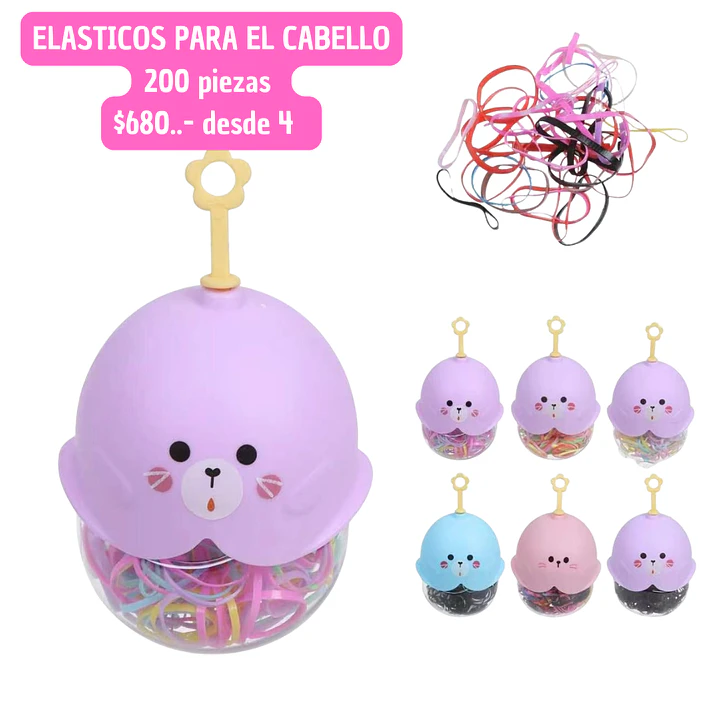 ELASTICOS PARA CABELLO 200 PIEZAS ( 4 UNID) 1