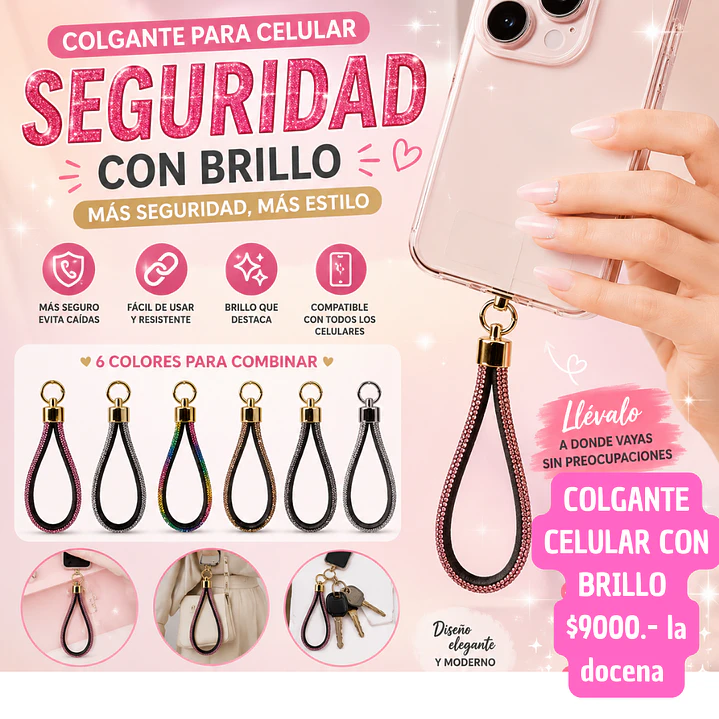 COLGANTE CELULAR CON BRILLO (DOCENA) 1