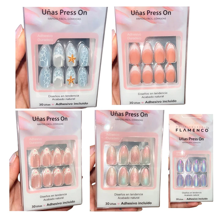 UÑAS PRESS ON KIT COMPLETO ( 4UNID )  4
