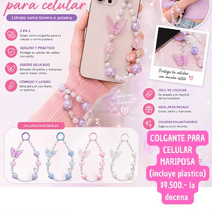 COLGANTE PARA CELULAR MARIPOSA (DOCENA)