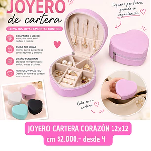 JOYERO CARTERA CORAZON (4 UNID)