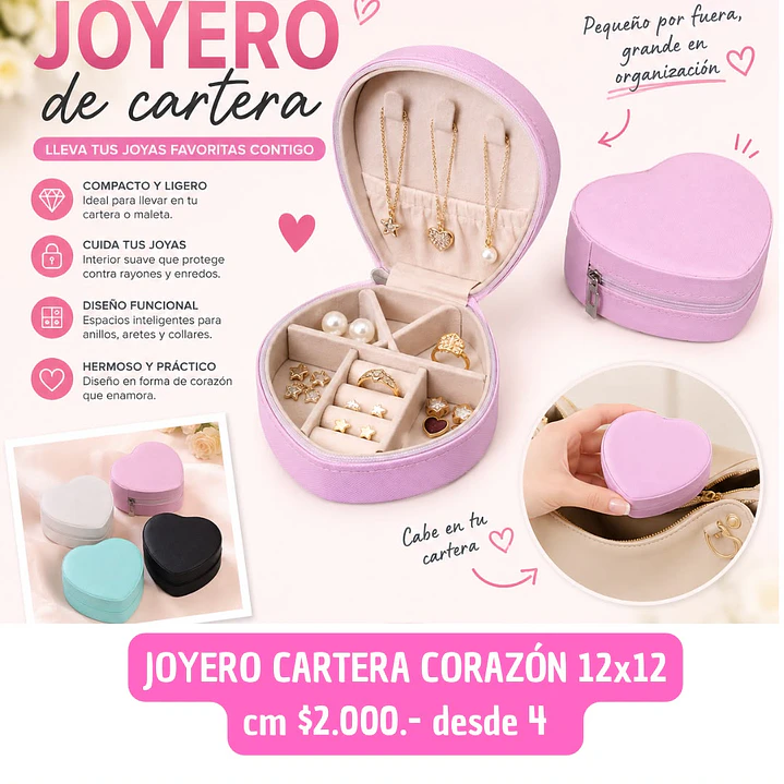 JOYERO CARTERA CORAZON (4 UNID) 1