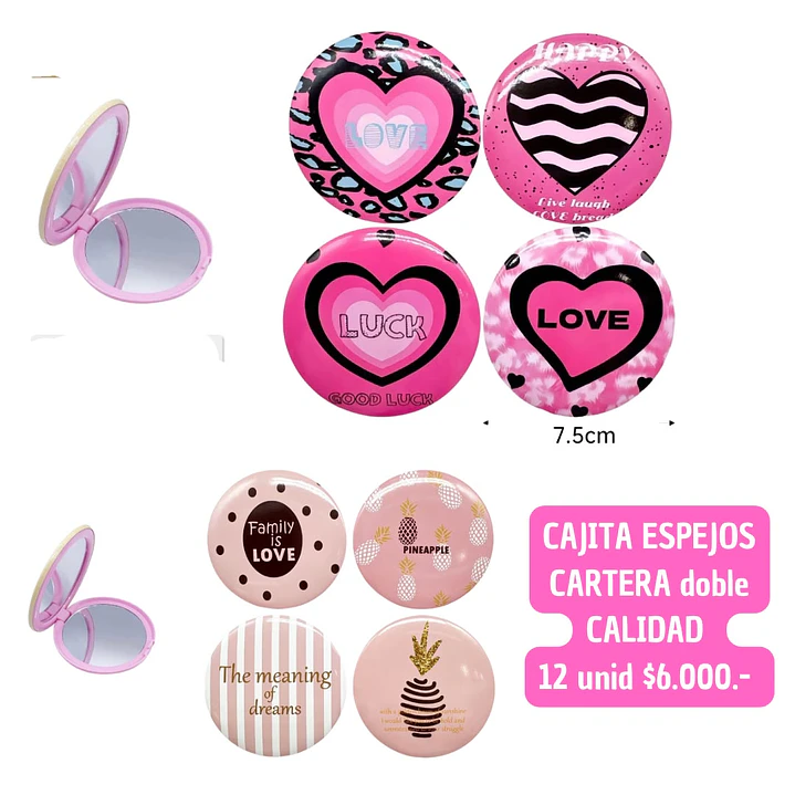 CAJITA ESPEJOS DE CARTERA DOBLE (DOCENA) 1