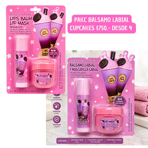 PACK BALSAMO LABIAL CUPCAKES (4 UNID)