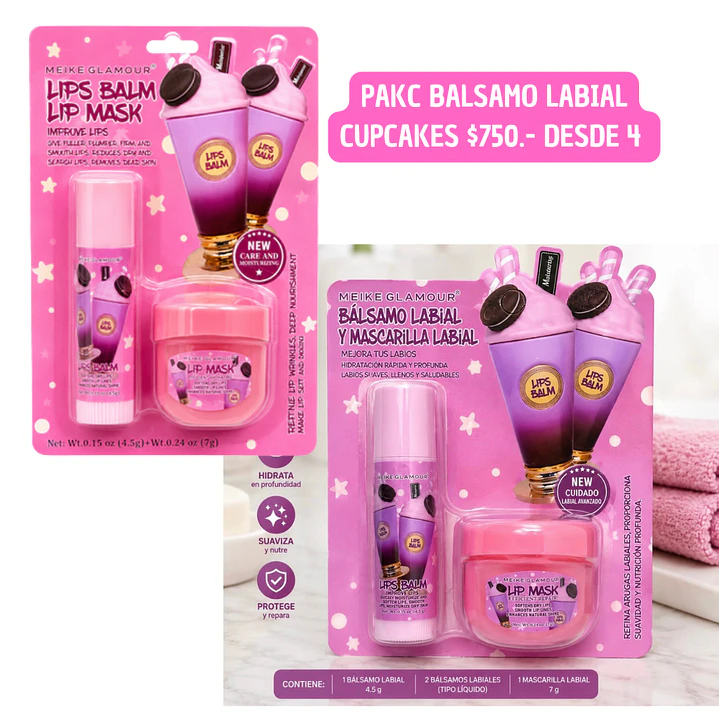 PACK BALSAMO LABIAL CUPCAKES (4 UNID) 1