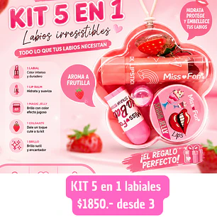 KIT 5 EN 1 LABIALES FRUTILLA (3 UNID)