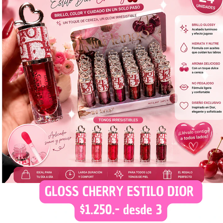 GLOSS CHERRT ESTILO DIOR (3 UNID) 1