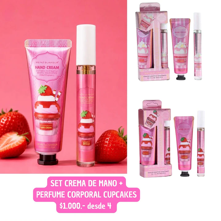 SET CREMA DE MANO + PERFUME CORPORAL CUPCAKES (4UNID) 1