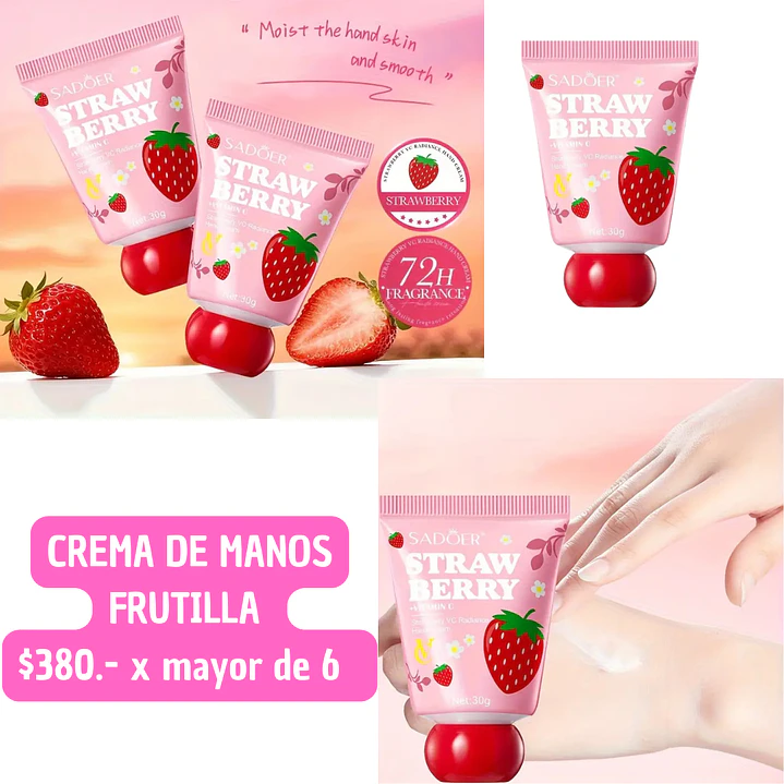 CREMA DE MANOS FRUTILLA MINI (6UNID) 1