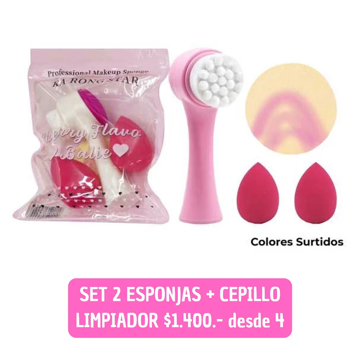 SET DE 2 ESPONJAS + CEPILLO LIMPIADOR (4UNID) 1