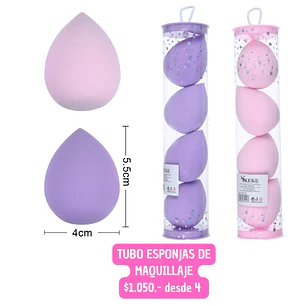 TUBO ESPONJAS DE MAQUILLAJE (4UNID)
