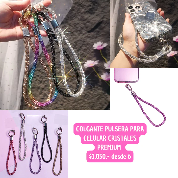 COLGANTE CELULAR CRISTALES PREMIUM (6UNID) 1
