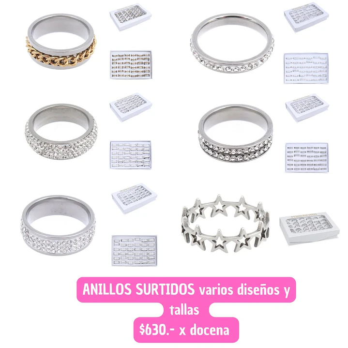 ANILLOS SURTIDOS DISEÑOS (DOCENA) 1