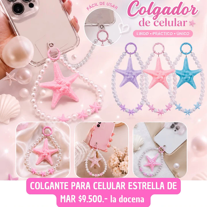 COLGANTE CELULAR ESTRELLA DE MAR (DOCENA) 1