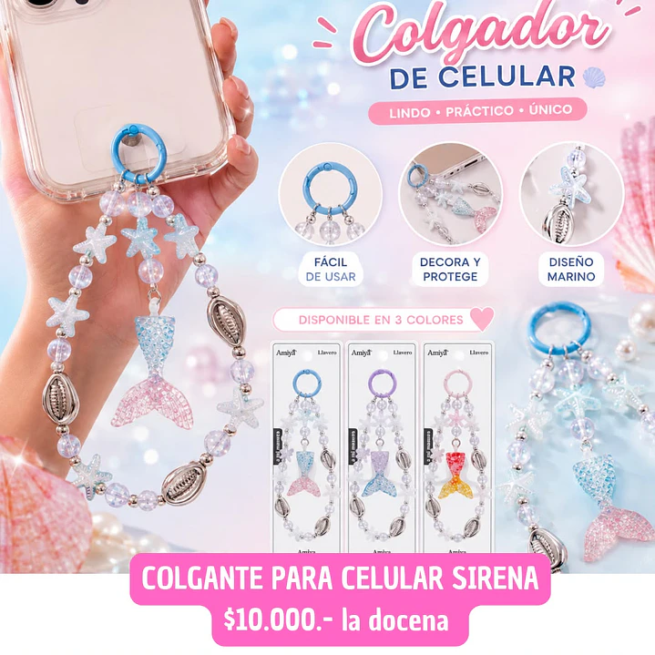 COLGANTE CELULAR SIRENA (DOCENA) 1