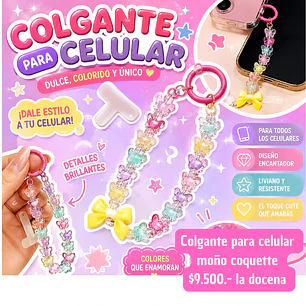 COLGANTE PARA CELULAR MOÑO COQUETTE (DOCENA)