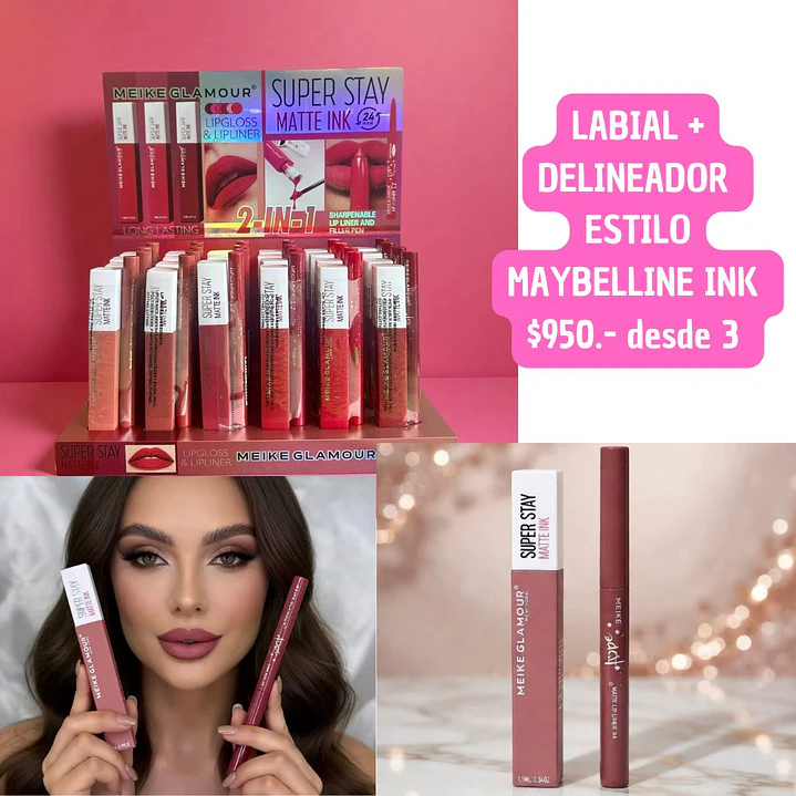 LABIAL + DELINEADOR ESTILO MAYBELLINE ink (3UNID) 1