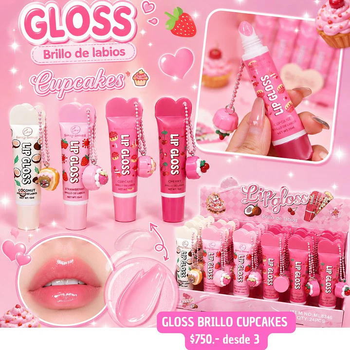 GLOSS LABIAL ESTILO CUPCAKES  (3UNID) 1