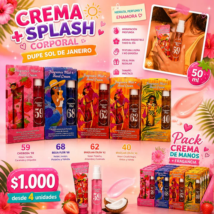 PERFUMES DE CARTERA + CREMA DUPE SOL DE JANEIRO (4UNID) 1