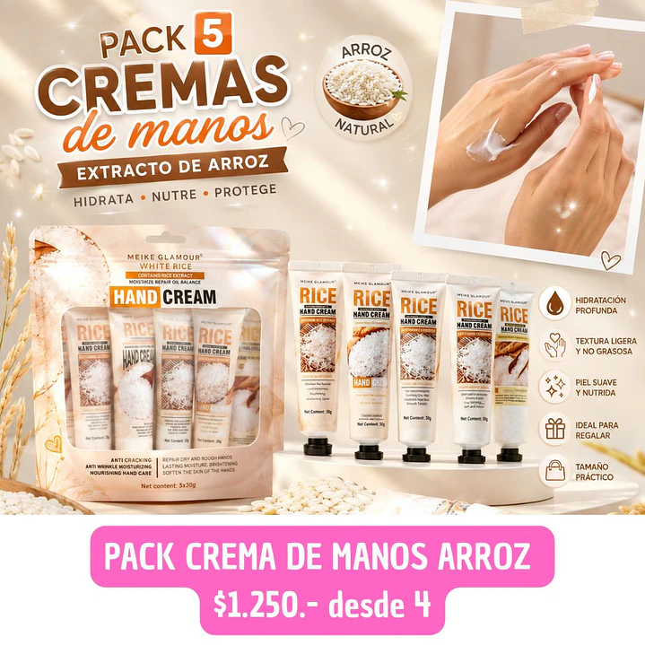 PACK CREMA DE MANOS ARROZ  (4UNID) 1