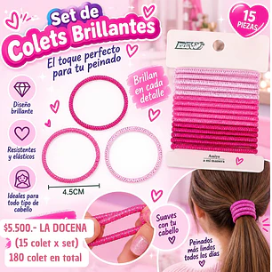 SET DE COLET BRIILANTES 15PCS (DOCENA)