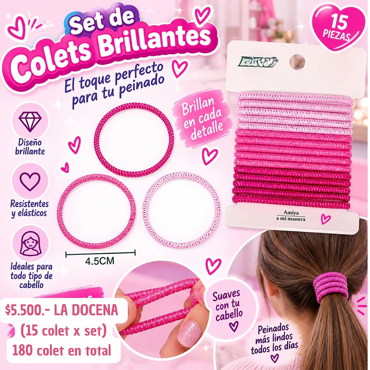 SET DE COLET BRIILANTES 15PCS (DOCENA) 1