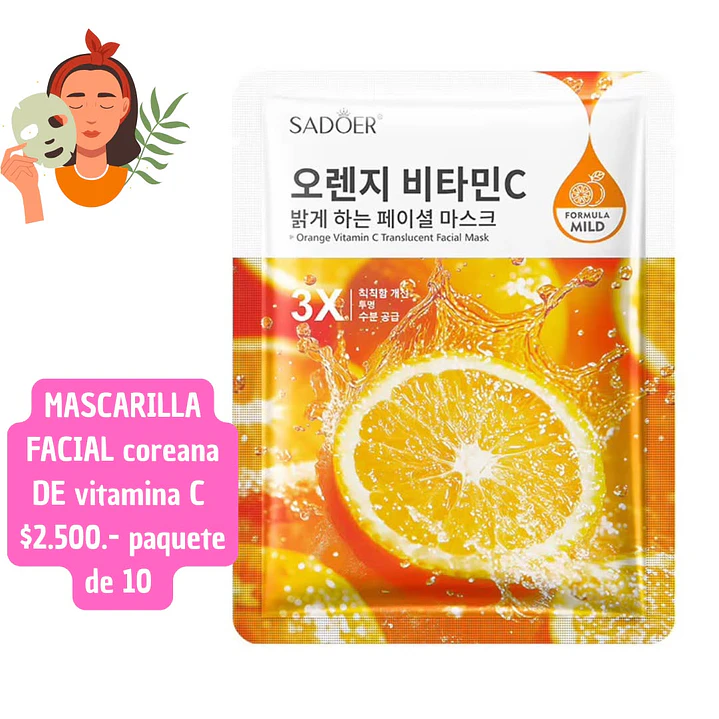 MASCARILLA FACIAL COREANA VITAMINA C (10 unid) 1
