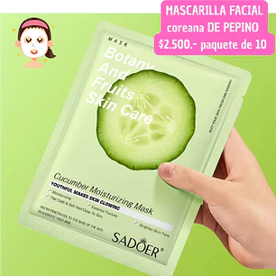 MASCARILLA FACIAL COREANA PEPINO (10 unid)