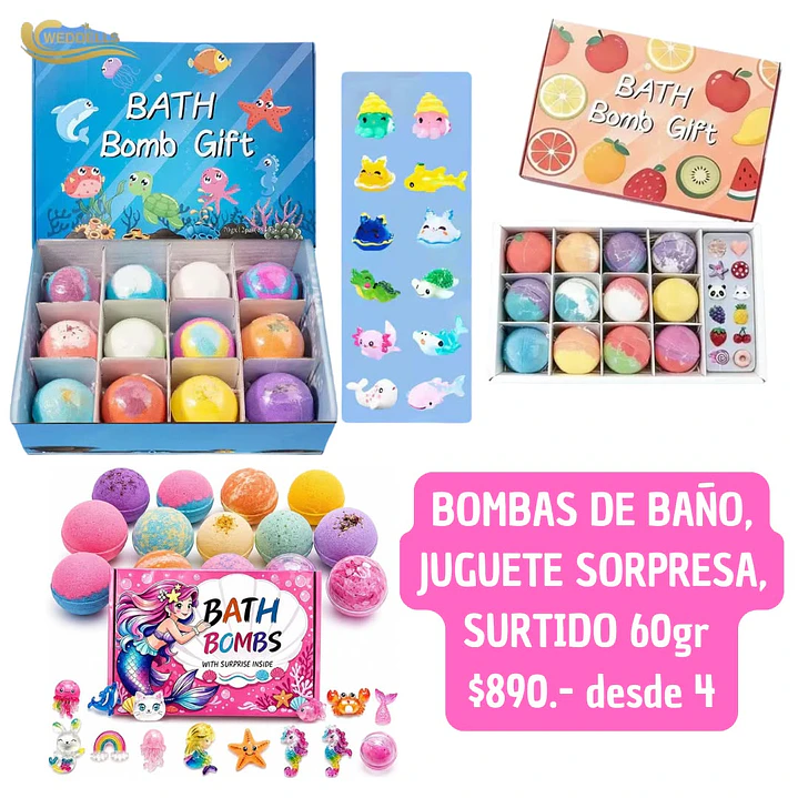 BOMBA DE BAÑO JUGUETE SORPRESA SURTIDO 60GRS  (4UNID) 1