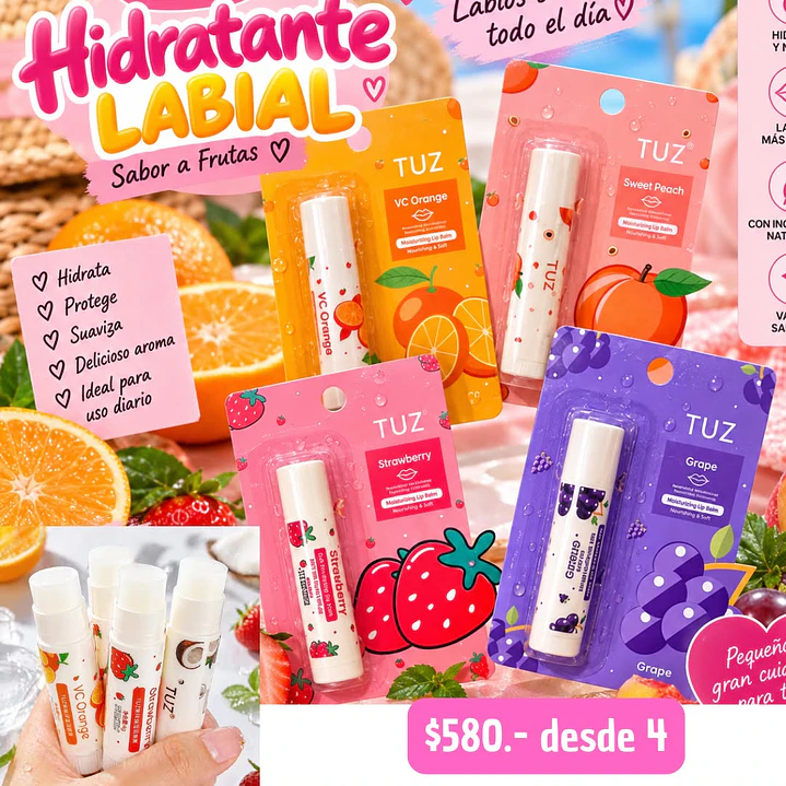 BALSAMO HIDRATANTE LABIAL FRUTAS (4UNID) 1