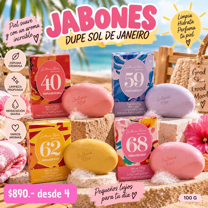 JABON EN BARRA DUPE SOL DE JANEIRO (4UNID) 1