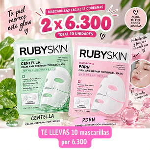 MASCARILLAS FACIALES COREANAS CENTELLA Y PDRN (10UNID)
