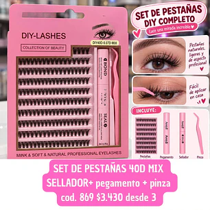 SET COMPLETO DE PESTAÑAS 40-50D COD.869 (3UNID)